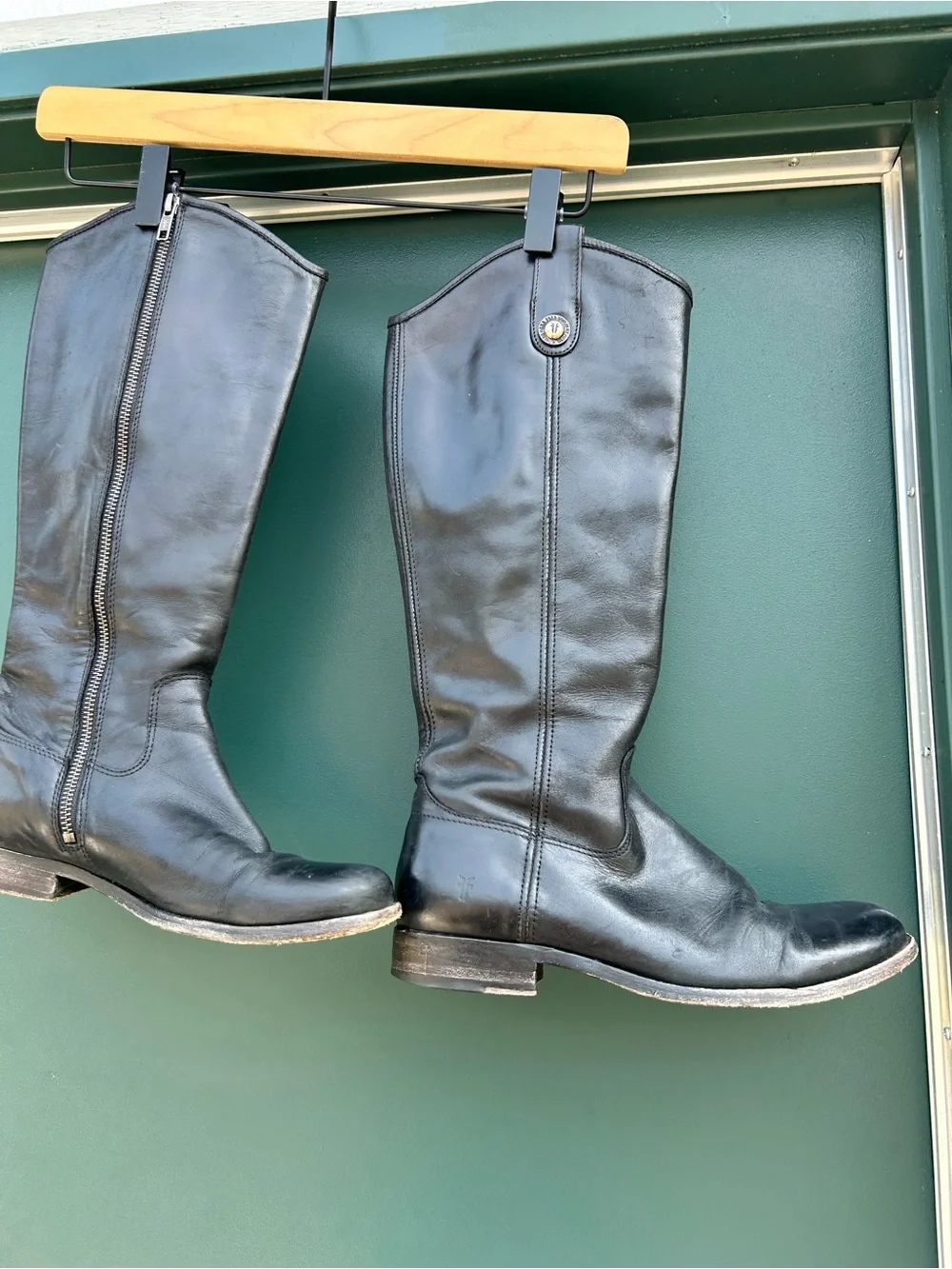 Frye Black Leather black Zip Riding Boots